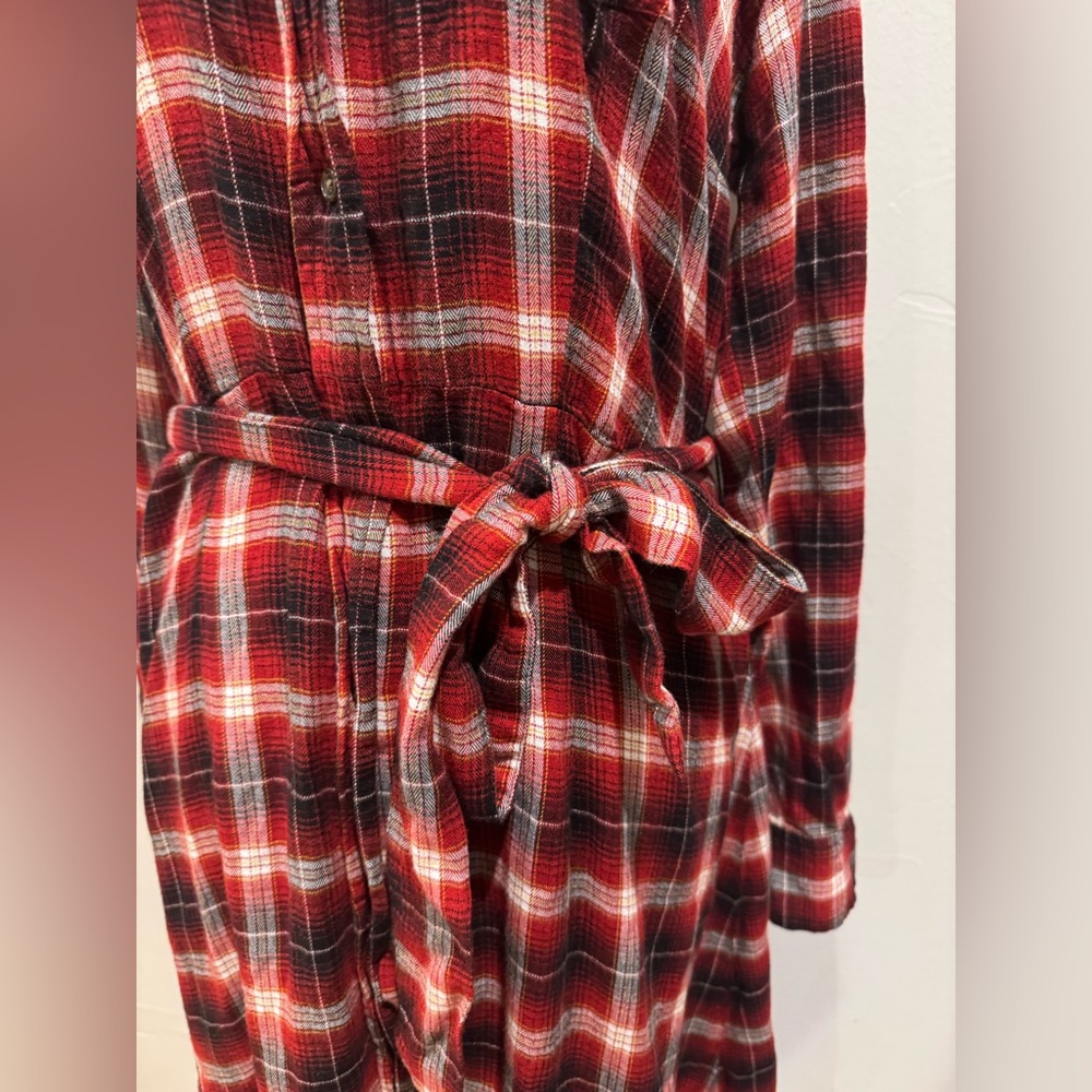 Universal Thread Red and Black Plaid Long Sleeve Dress Medium - Picture 3 of 10